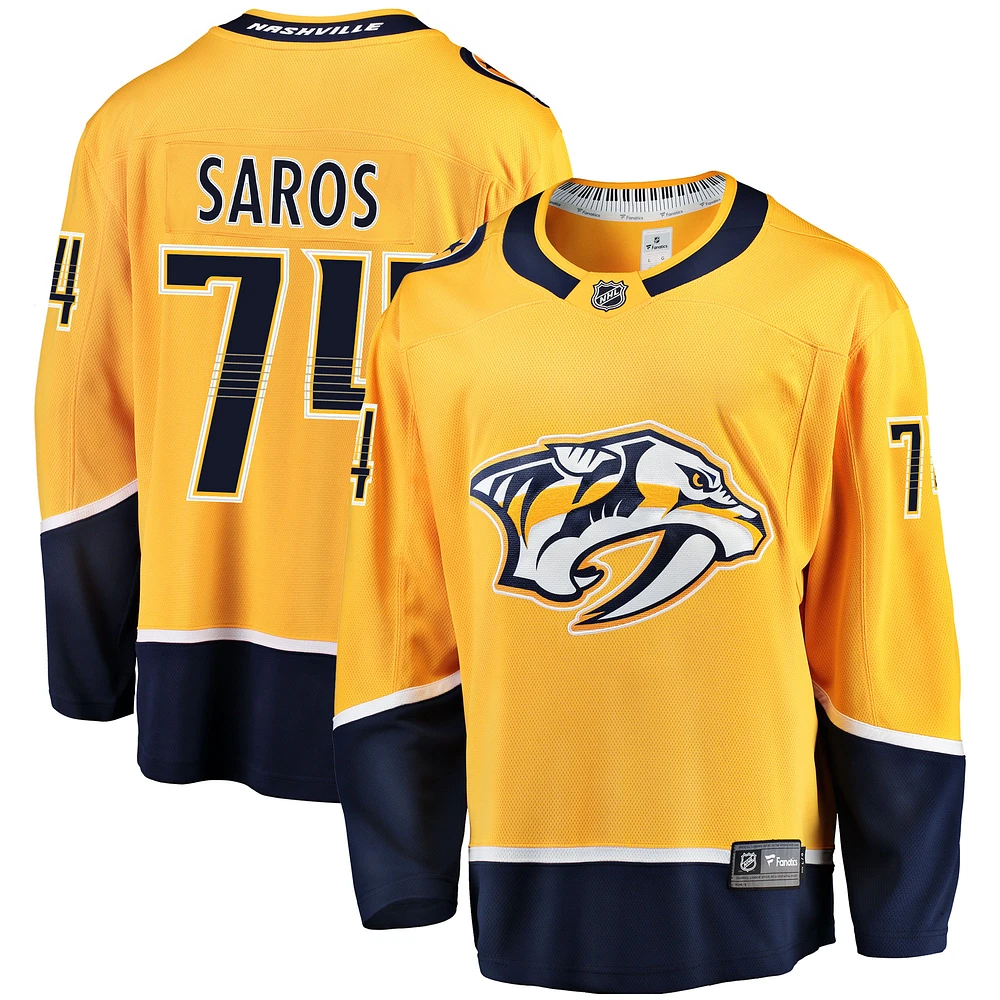 Men's Fanatics Juuse Saros Gold Nashville Predators Breakaway