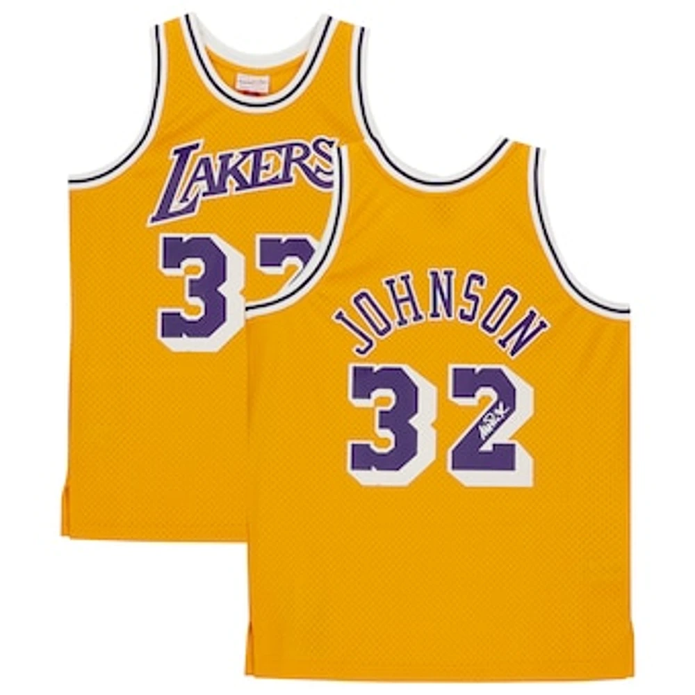 Magic Johnson Los Angeles Lakers Autographed Gold Mitchell & Ness Hardwood Classics Swingman Jersey