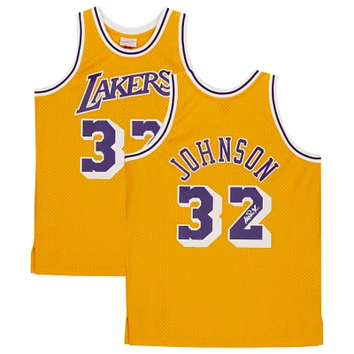 Magic Johnson Los Angeles Lakers Autographed Gold Mitchell & Ness Hardwood Classics Swingman Jersey