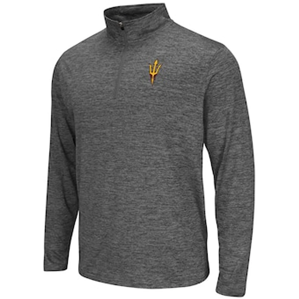 Men's Colosseum Heathered Gray Arizona State Sun Devils Quarter-Zip Performance Pullover Jacket