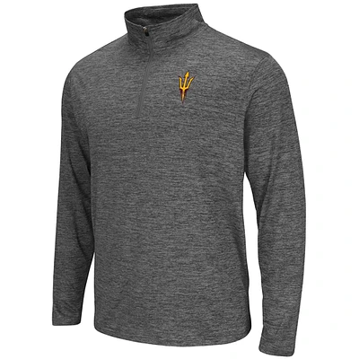 Men's Colosseum Heathered Gray Arizona State Sun Devils Quarter-Zip Performance Pullover Jacket