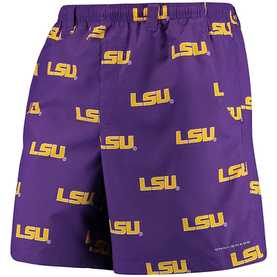 Men's Columbia PFG Purple LSU Tigers Backcast II 8" Omni-Shade Hybrid Shorts