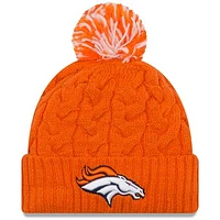 Women's New Era Orange Denver Broncos Cozy Cable Cuffed Knit Hat With Pom