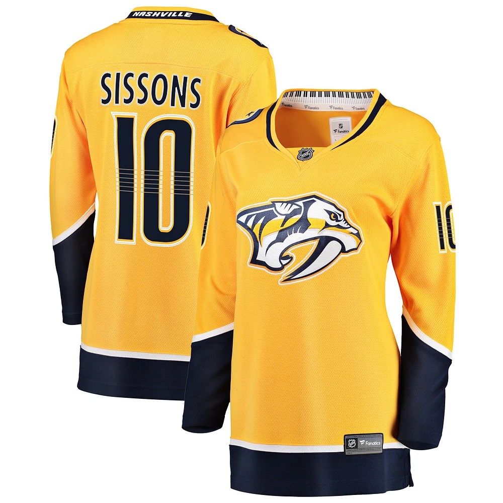 Women's Fanatics Colton Sissons Gold Nashville Predators Breakaway Player Jersey