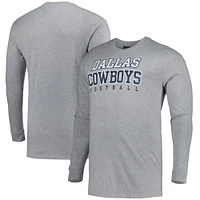 Men's Majestic Heathered Gray Dallas Cowboys Big & Tall Practice Long Sleeve T-Shirt