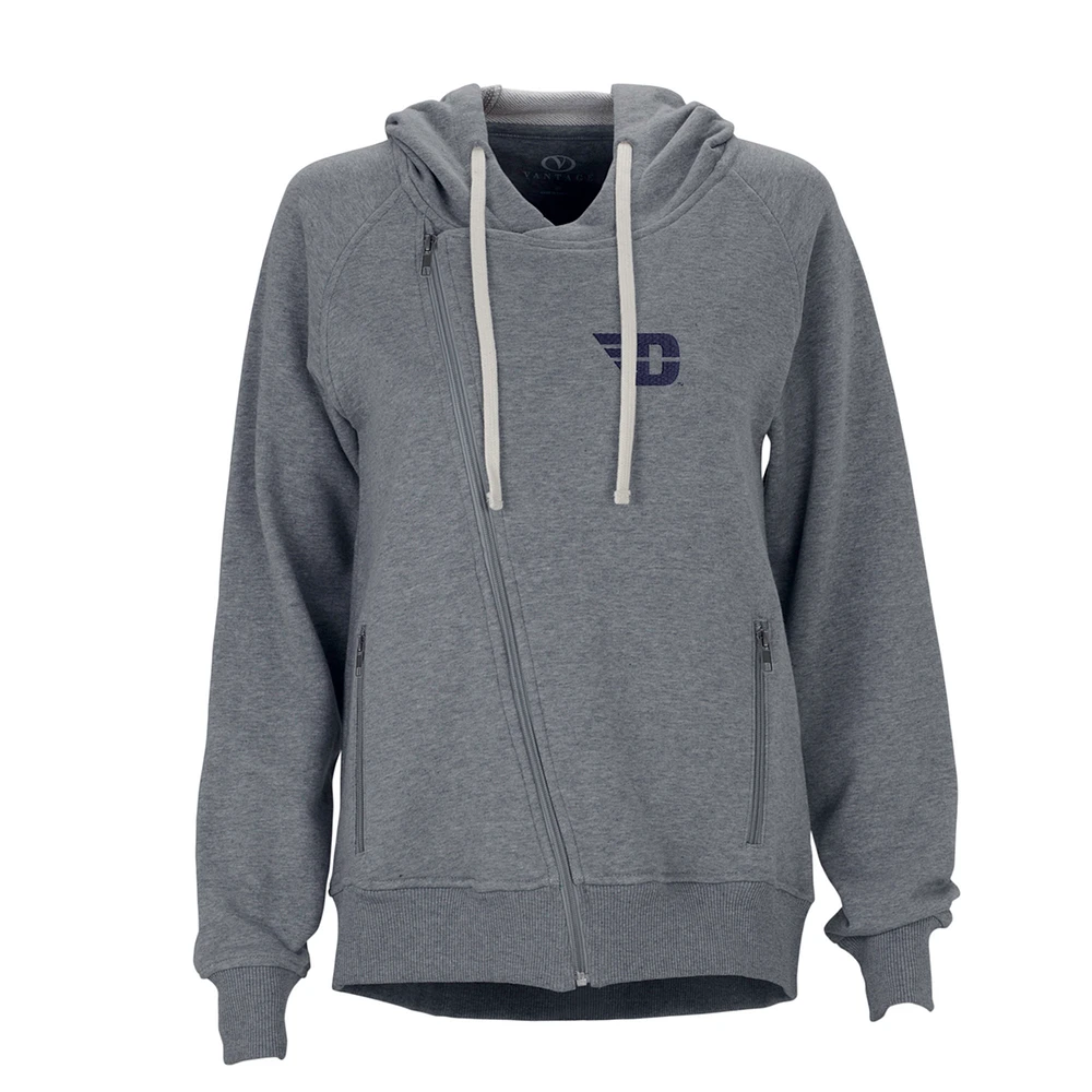 Women's Charcoal Dayton Flyers Fleece Moto Jacket