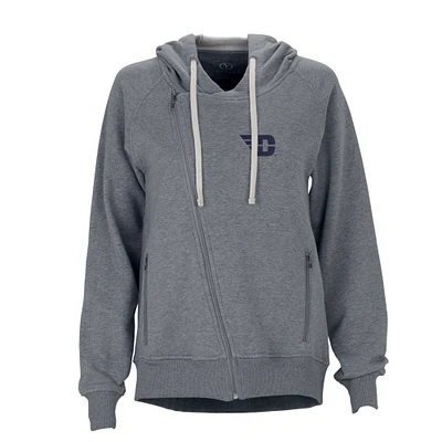 Women's Charcoal Dayton Flyers Fleece Moto Jacket