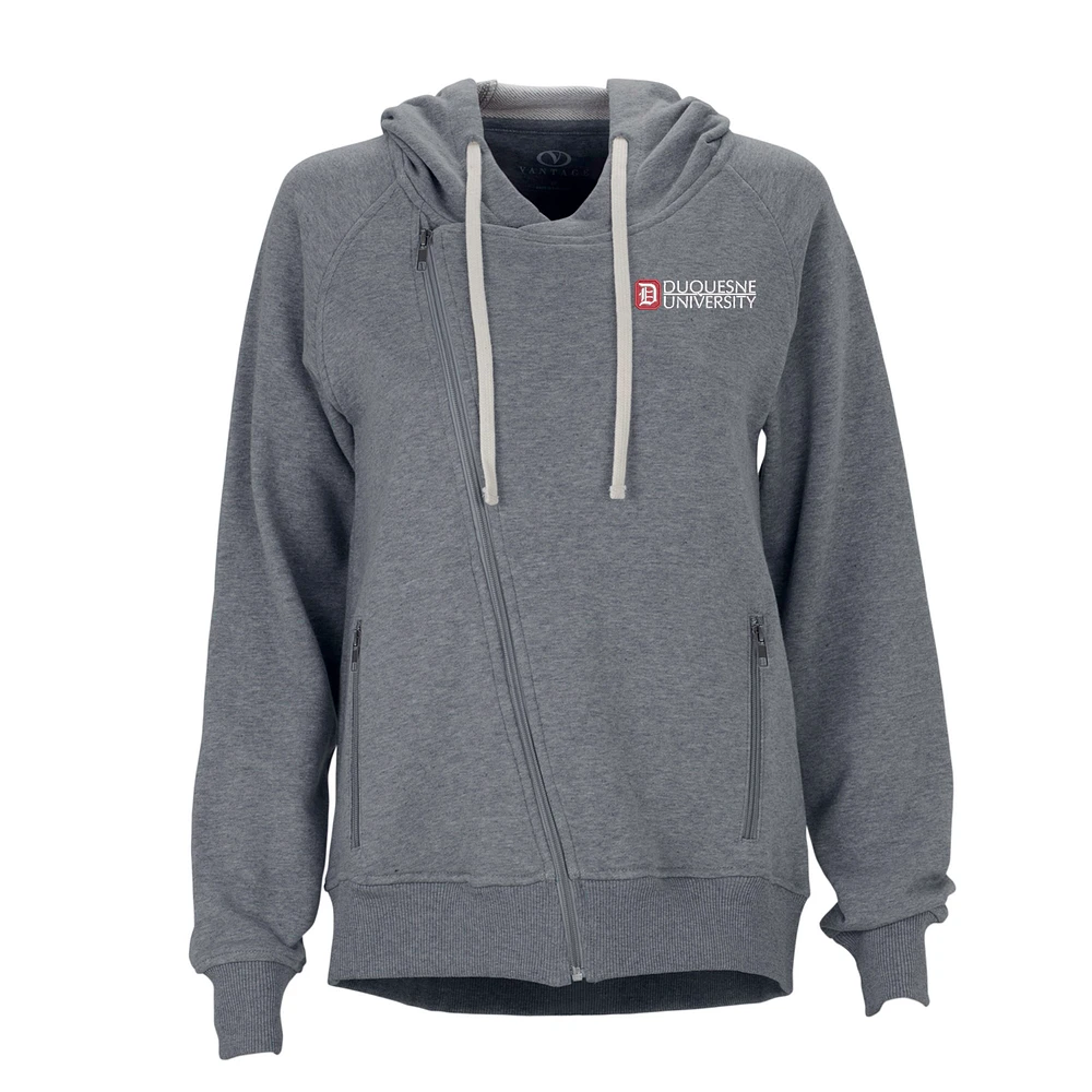 Women's Charcoal Duquesne Dukes Fleece Moto Jacket