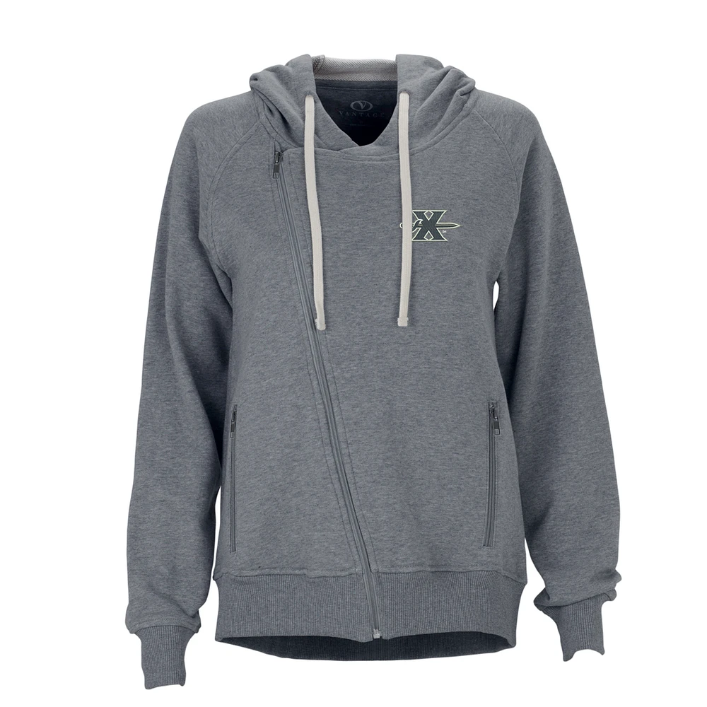 Women's Charcoal Xavier Musketeers Fleece Moto Jacket