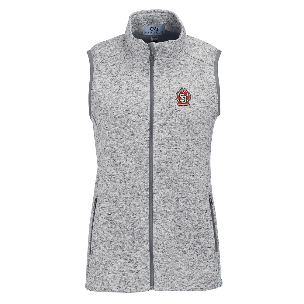 Women's Heather Gray South Dakota Coyotes Summit Fleece Full Zip Sweater Vest