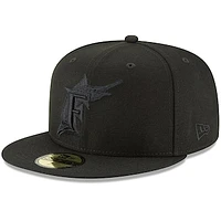 Men's New Era Black Florida Marlins Throwback Primary Logo Basic 59FIFTY Fitted Hat