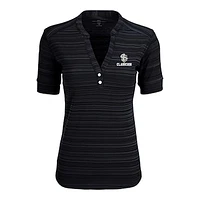 Women's Black Clarkson Golden Knights Strata Textured Henley Shirt