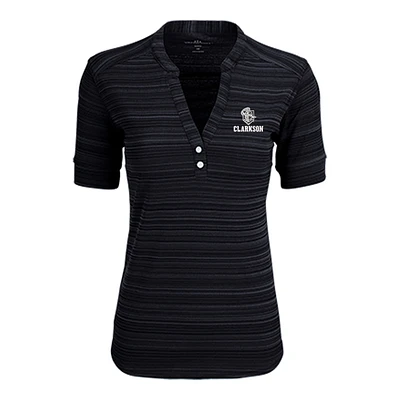 Women's Black Clarkson Golden Knights Strata Textured Henley Shirt
