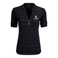 Women's Black Clarkson Golden Knights Strata Textured Henley Shirt