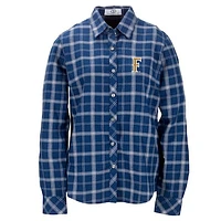 Women's Navy Cal State Fullerton Titans Brewer Flannel Button-Down Long Sleeve Shirt