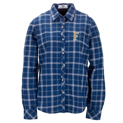 Women's Navy Cal State Fullerton Titans Brewer Flannel Button-Down Long Sleeve Shirt