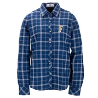 Women's Navy Cal State Fullerton Titans Brewer Flannel Button-Down Long Sleeve Shirt