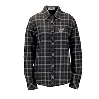 Women's Charcoal Kansas State Wildcats Brewer Flannel Button-Down Long Sleeve Shirt