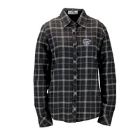 Women's Charcoal Kansas State Wildcats Brewer Flannel Button-Down Long Sleeve Shirt