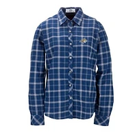 Women's Navy Montana State Bobcats Brewer Flannel Button-Down Long Sleeve Shirt