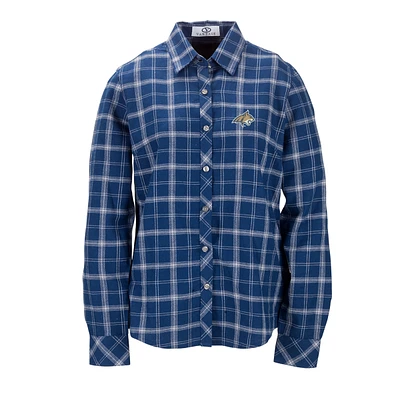 Women's Navy Montana State Bobcats Brewer Flannel Button-Down Long Sleeve Shirt