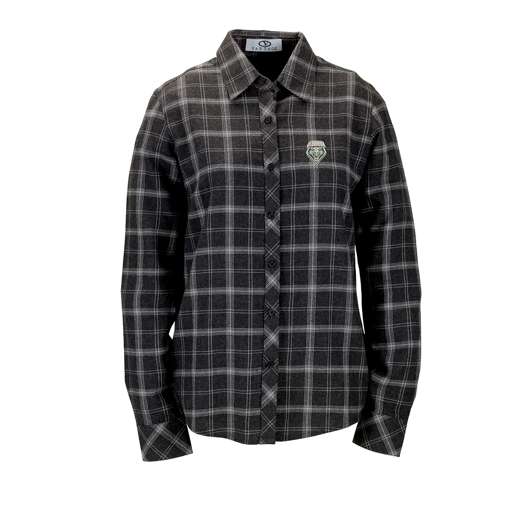 Women's Charcoal New Mexico Lobos Brewer Flannel Button-Down Long Sleeve Shirt