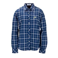 Women's Navy Midshipmen Brewer Flannel Button-Down Long Sleeve Shirt