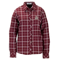 Women's Maroon North Carolina Central Eagles Brewer Flannel Button-Down Long Sleeve Shirt