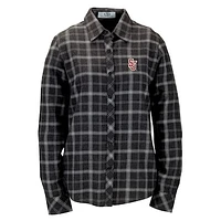 Women's Charcoal St. John's Red Storm Brewer Flannel Button-Down Long Sleeve Shirt