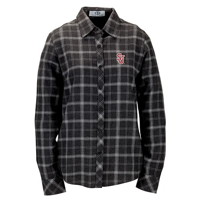 Women's Charcoal St. John's Red Storm Brewer Flannel Button-Down Long Sleeve Shirt