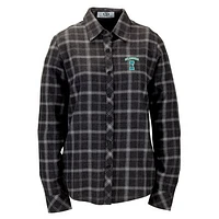 Women's Charcoal Texas A&M Corpus Christi Islanders Brewer Flannel Button-Down Long Sleeve Shirt
