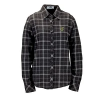 Women's Charcoal Vermont Catamounts Brewer Flannel Button-Down Long Sleeve Shirt