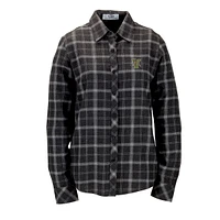 Women's Charcoal Vermont Catamounts Brewer Flannel Button-Down Long Sleeve Shirt