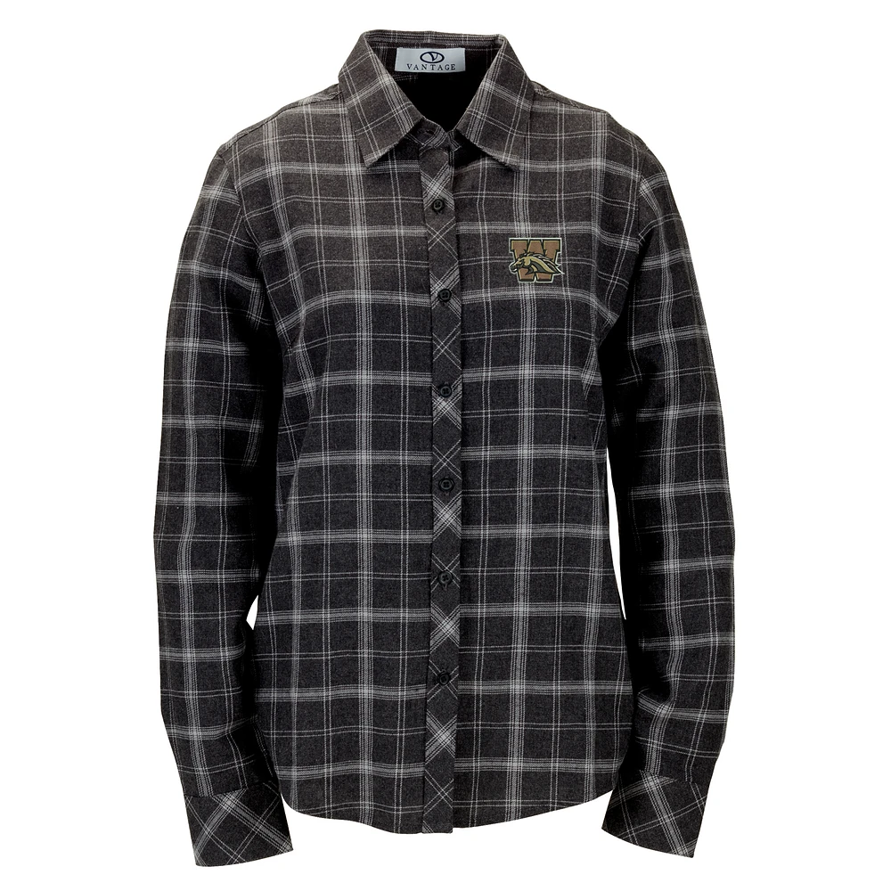 Women's Charcoal Western Michigan Broncos Brewer Flannel Button-Down Long Sleeve Shirt