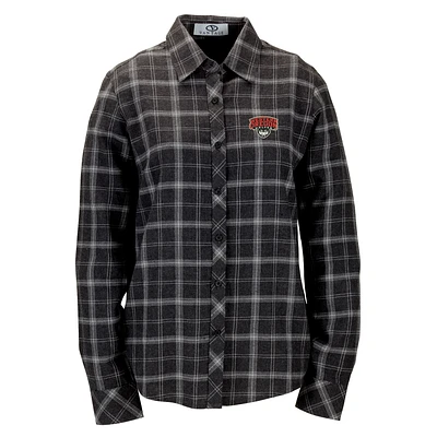 Women's Charcoal Western Oregon Wolves Brewer Flannel Button-Down Long Sleeve Shirt