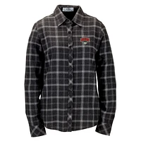 Women's Charcoal Western Oregon Wolves Brewer Flannel Button-Down Long Sleeve Shirt