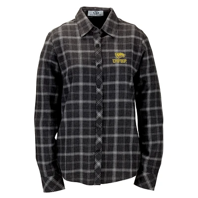 Women's Charcoal Wisconsin-Stevens Point Pointers Brewer Flannel Button-Down Long Sleeve Shirt