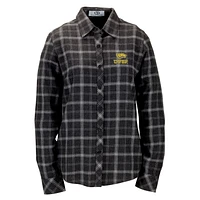 Women's Charcoal Wisconsin-Stevens Point Pointers Brewer Flannel Button-Down Long Sleeve Shirt