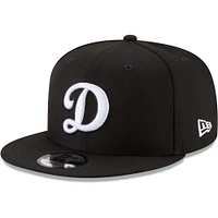 Men's New Era Black Los Angeles Dodgers Alternate Logo Black & White 9FIFTY Snapback Hat