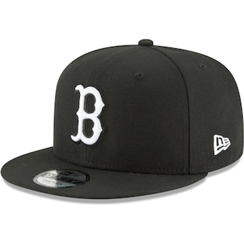 Men's New Era Black Boston Red Sox Black & White 9FIFTY Snapback Hat