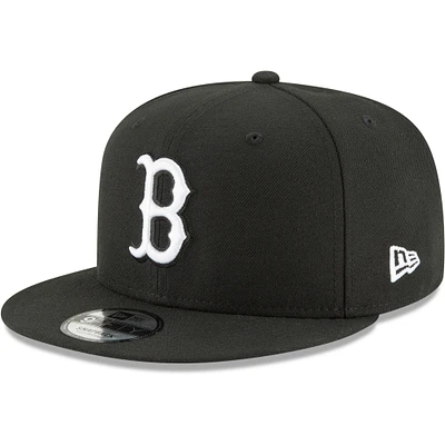 Men's New Era Black Boston Red Sox Black & White 9FIFTY Snapback Hat