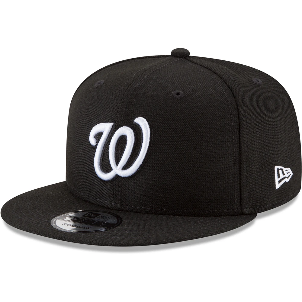 Men's New Era Black Washington Nationals Black & White 9FIFTY Snapback Hat