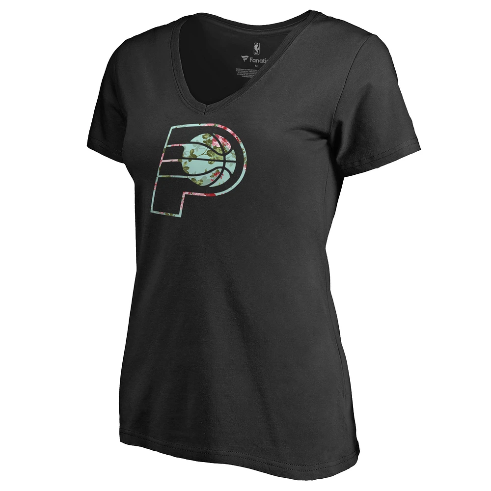Women's Black Indiana Pacers Lovely V-Neck T-Shirt