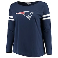 Women's Touch Navy New England Patriots Plus Size Free Agent Long Sleeve T-Shirt