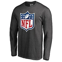 Men's Heathered Charcoal NFL Shield Primary Logo Long Sleeve T-Shirt