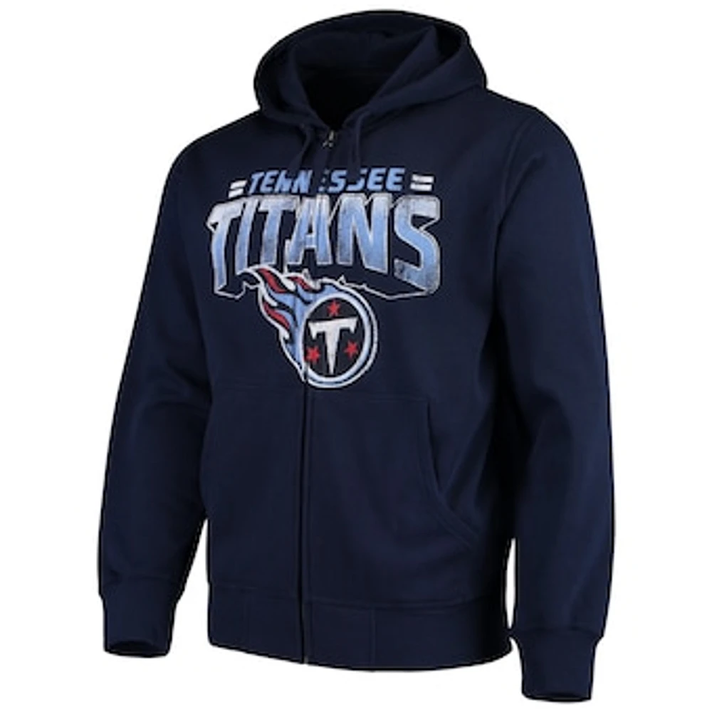 Men's G-III Sports by Carl Banks Navy Tennessee Titans Perfect Season Full-Zip Hoodie