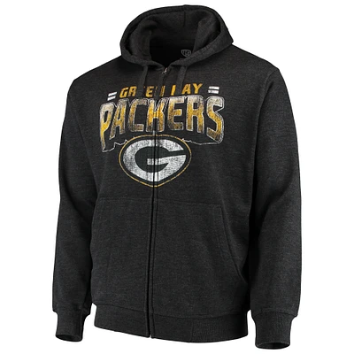 Men's G-III Sports by Carl Banks Charcoal Green Bay Packers Perfect Season Full-Zip Hoodie