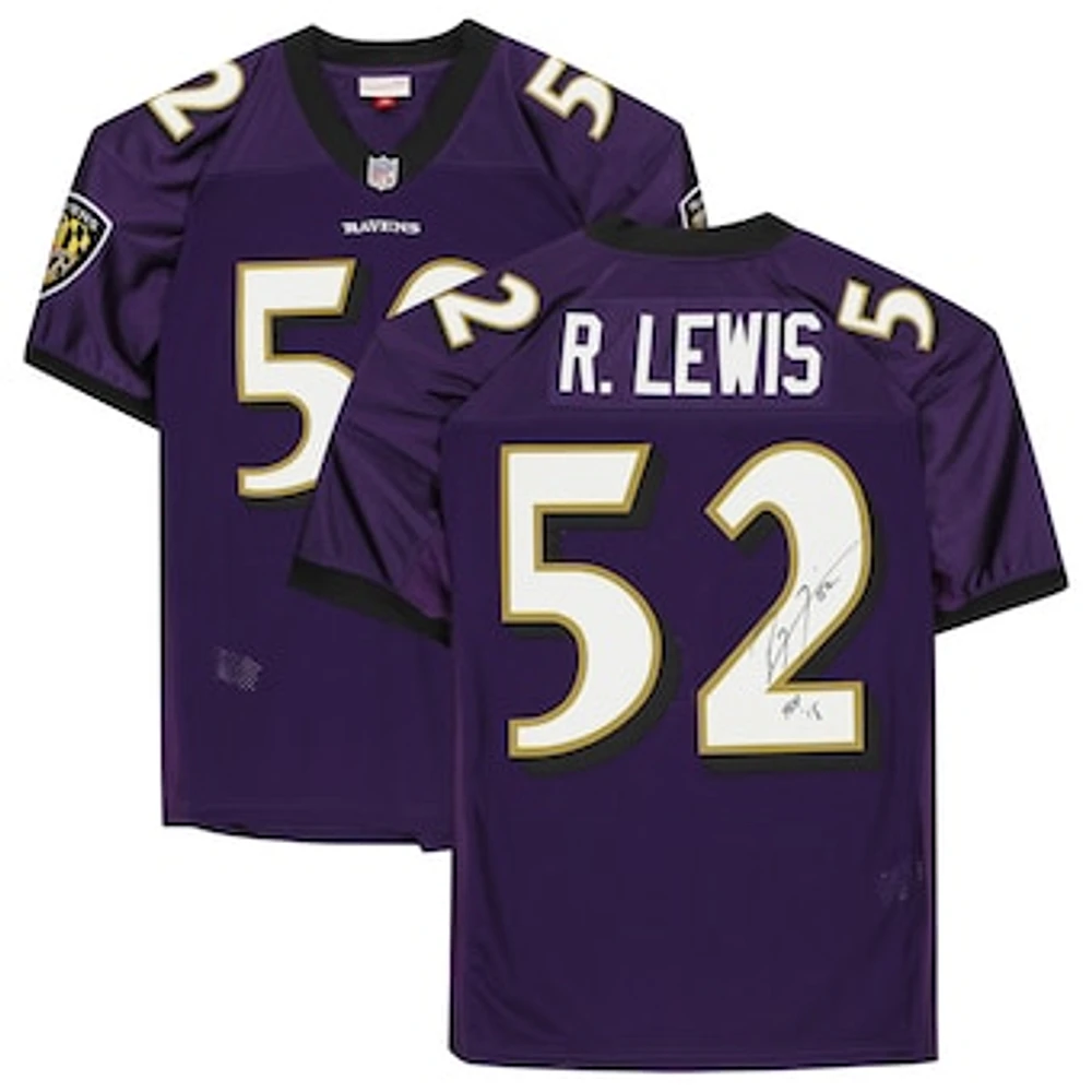 Ray Lewis Baltimore Ravens Autographed Purple Mitchell & Ness Authentic Jersey with "HOF 18" Inscription