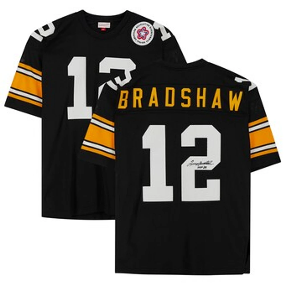 Terry Bradshaw Pittsburgh Steelers Autographed Black Mitchell & Ness Authentic Jersey with "HOF 89" Inscription