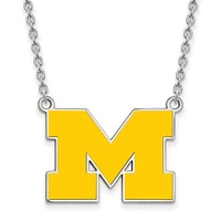 Women's Michigan Wolverines Sterling Silver Enameled Split Chain Necklace